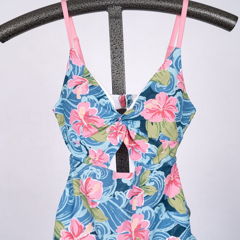 Caden Lane Womens One-Piece Ohana Swimsuit XS Floral Hawaiian Tropical Beach UPF - Picture 2 of 6